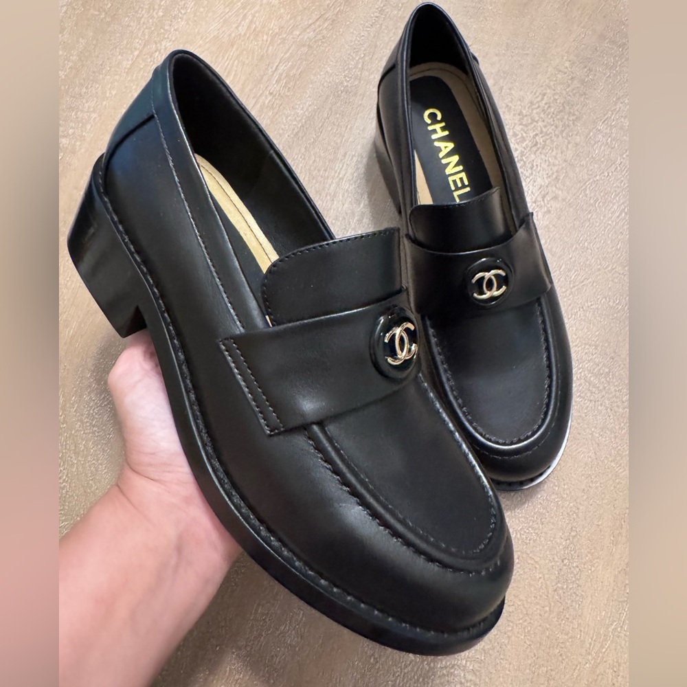 CHANEL Black Loafers